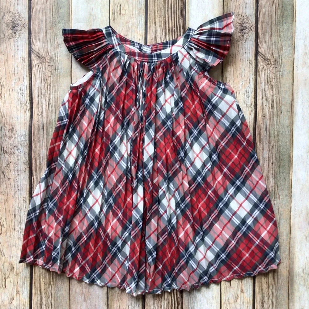 Gap Christmas Plaid Pleated Dress